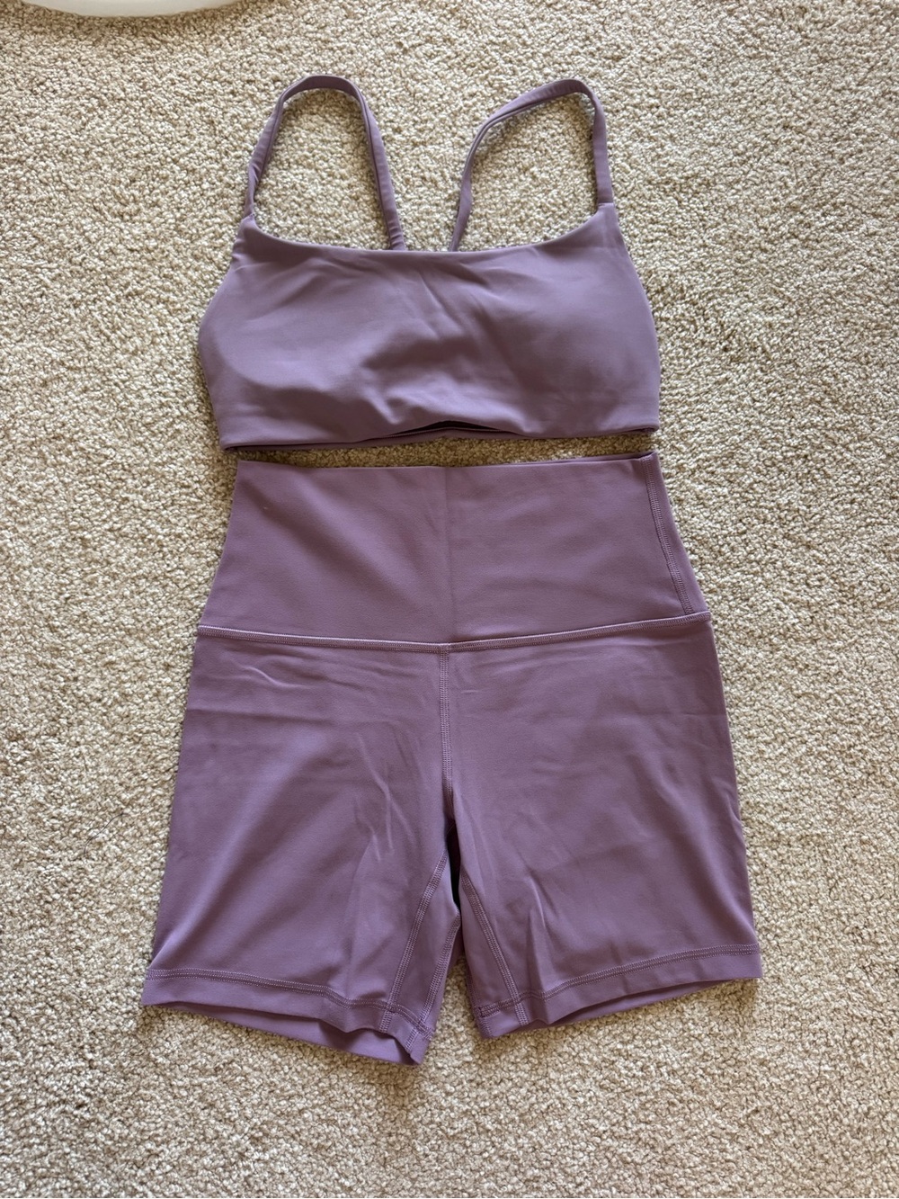 lululemon athletica Seamless Bralette & High-Rise Bike Shorts Set - Mauve